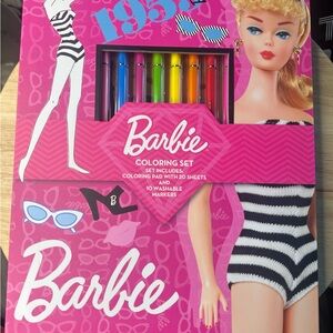 Barbie 1959 Coloring Set Retro Style Coloring Pad + 10 Washable Markers New